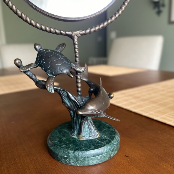 SPI Brass Dolphin & Turtle Vanity Mirror